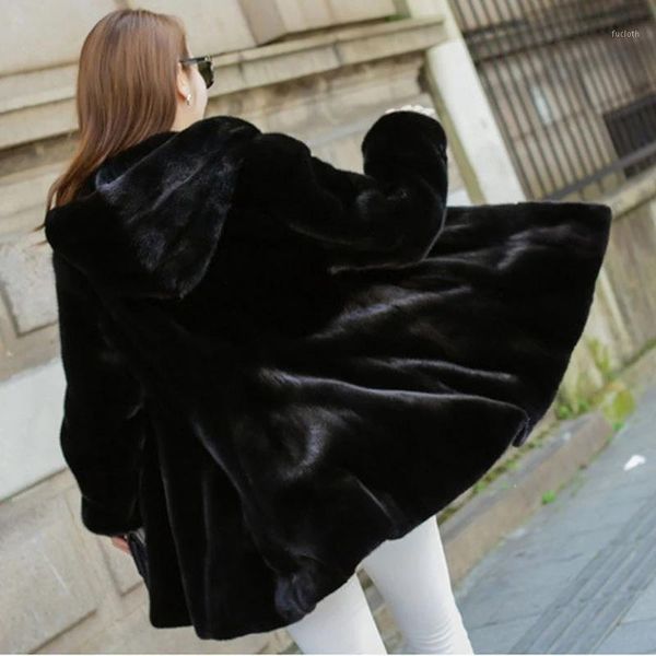 

plus size 7xl winter new hooded outerwear female fashion solid fur coat high end warm jacket women parka clothes1, Black