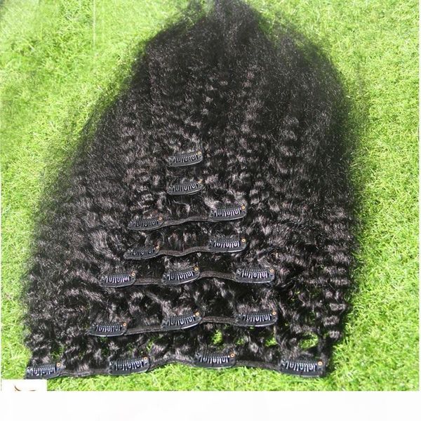 

jet black clip in human hair extensions peruvian virgin hair kinky curly hair 8a unprocessed 10-36 inchs 100g 8 pieces set