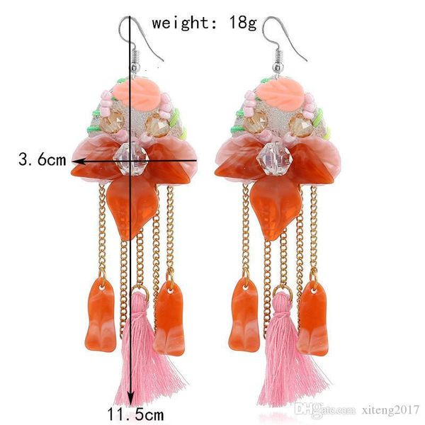 

long tassel earrings bohemian bead rhinestone fashion shell flower sequins earring ethnic boho dangle drop earings for w sc6k, Silver