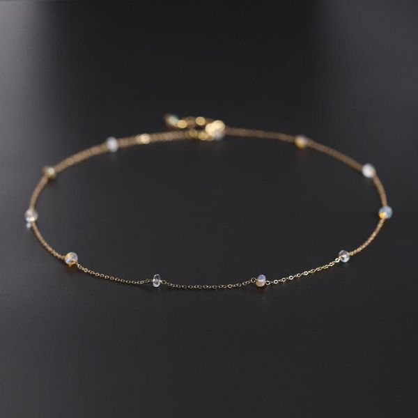 

daimi gypsophila aquamarine ожерелье женские подлинные драгоценные камни желтые 14k золотая наполнены цепи ключицы для женщин, Silver