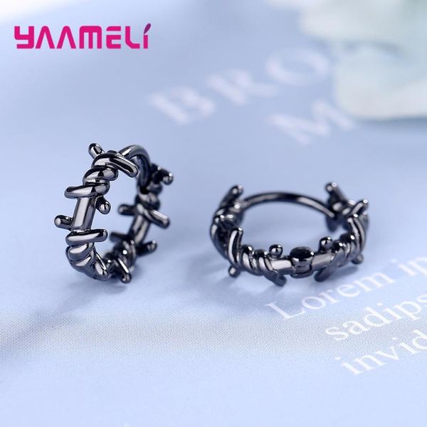 

hoop & huggie gothic jewelry 925 sterling silver black earrings for women girls 2021 trend valentines day gift wholesale, Golden;silver