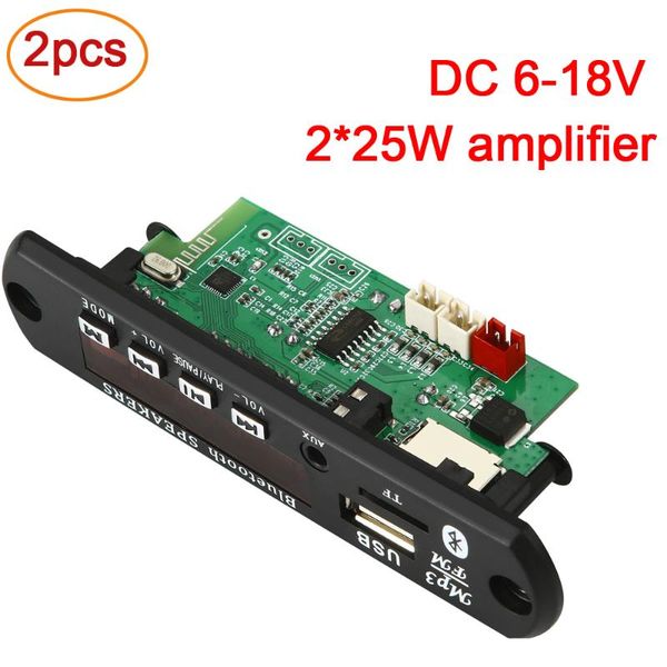 

2pcs/pack 2*25w 50w mp3 wma player decoder board 6v-18v bluetooth 5.0 car player fm radio module support tf usb aux