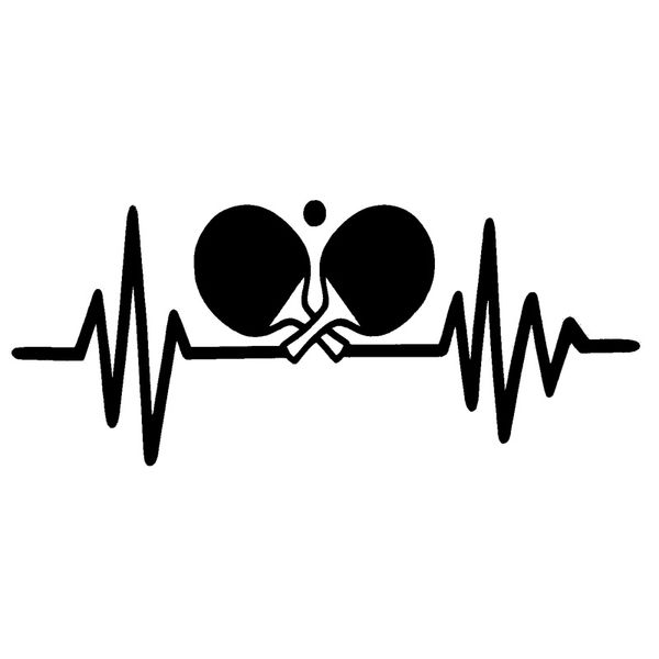 

17.2cm*7.3cm fun table tennis ping heartbeat vinyl black/silver car sticker c22-1279