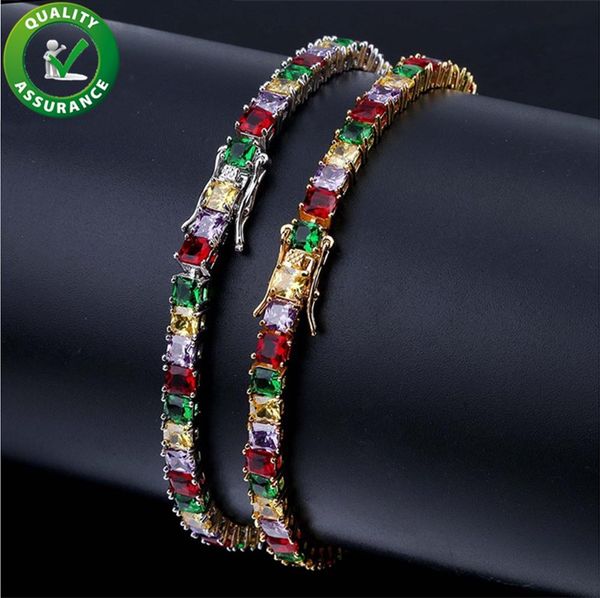 

hip hop ювелирные алмазная теннис браслет iced out цепи micro pave cz мужские браслеты красочные роскошные дизайнерские браслеты женские под, Golden;silver