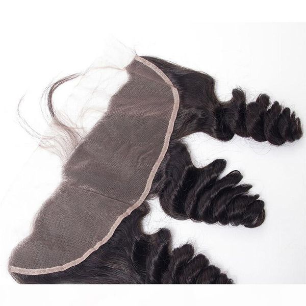 

malaysian human hair loose wave 13x4 lace frontal pre plucked loose wave 13 by 4 frontal closures natural color, Black;brown