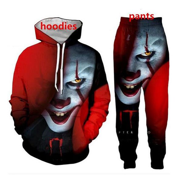 

фильм ужасов hip hop 3d all over печати спортивные костюмы кофты hipster drawstring штаны streetwear мода мужчины женщины пара одежда kj01, Gray