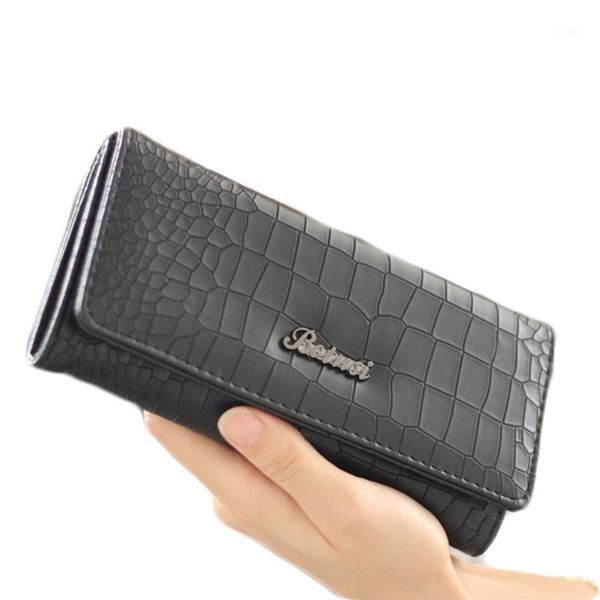 

wallets crocodile grain wallet women long fashion female girls phone pocket purse money pouch handbag card holders1, Red;black
