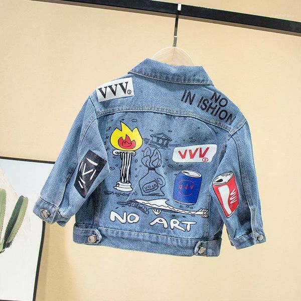 

boys girls denim jacket children embroidered wing coats boys fashion hooded denim girls long sleeve cartoon print outerwear1, Blue;gray