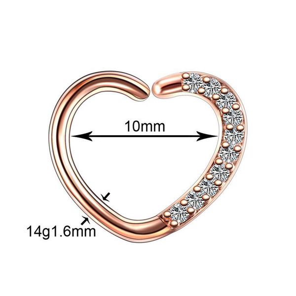 

1pc ear lobe daith helix tragus cartilage rook piercings hoop heart shape nose hoop rings 16g conch earrings piercing jewelry q bbyfmo, Silver