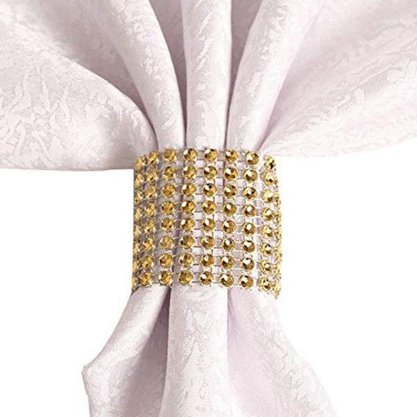 

rhinestone napkin rings wedding adornment, napkin holder for diy party banquet birthday, gold (50pcs)1