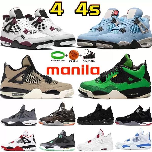 

4 4s basketball shoes manila university blue fire red paris thunder starfish what the black cat men women sneakers