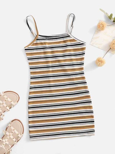 

toddler girls striped rib-knit cami dress she, Red;yellow
