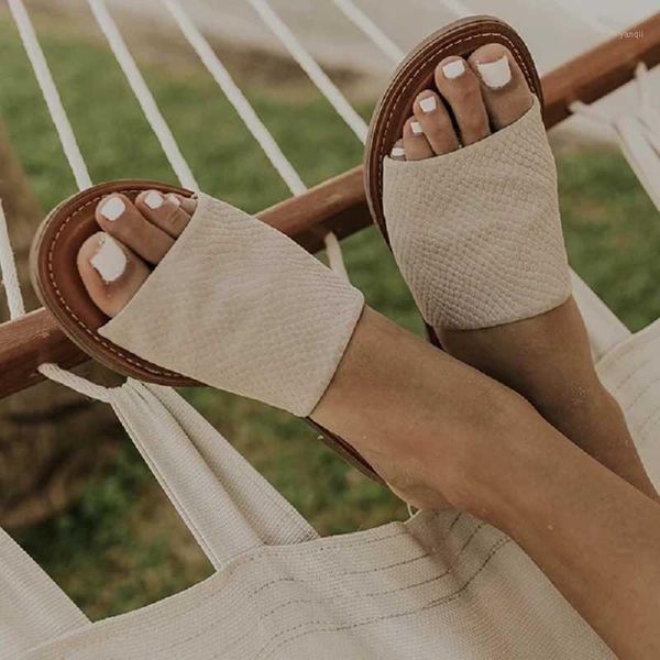 

slippers summer women pu leather ladies flat shoes casual beach sandals open toe outdoor slides flip flops sandalias mujer1, Black