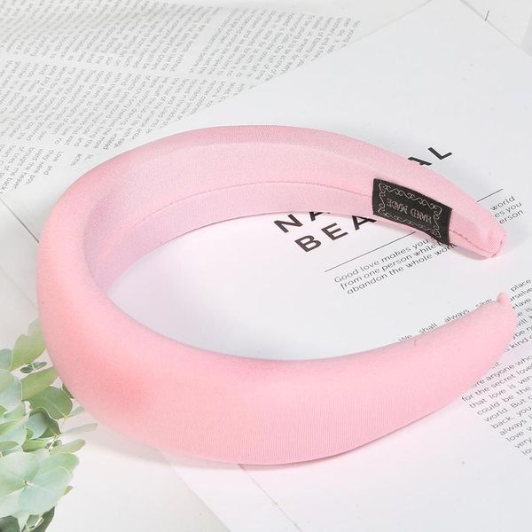 

new glossy satin headbands for women multi-color red pink black 4cm wide 1.5cm thick sponge plastic pad hair bands whole qylefq, Black;brown