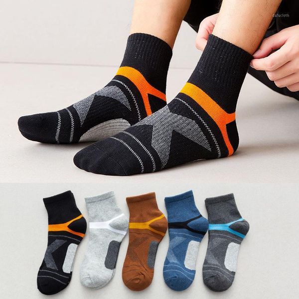 

5 pairs new arrival men's compression deodorant socks men cotton black ankle socks sweat absorbent sports man basketball1
