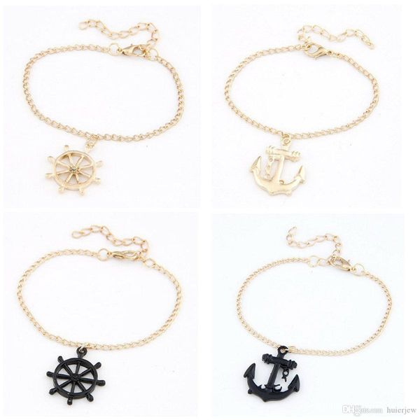 

bracelets wholesale korean sweet anchor charm bracelet, Golden;silver