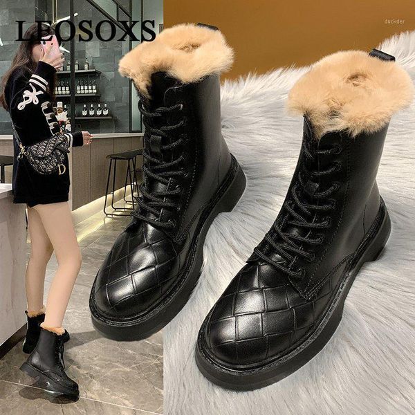 

winter women boots ladies fur ankle boots woman platform shoes female casual brand fashion bottom botas motorcycle shoes1, Black