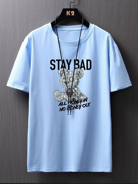 

men bear & slogan graphic tee o94p#, White;black