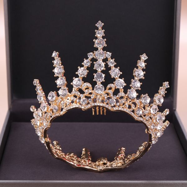 

bridal round crown headdress wedding dress princess accessories banquet hair ornaments, Silver