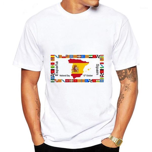 

dlrn men t shirt spanish flag printed 12 october celebration cotton t-shirt 90s boys casual short sleeve harajuku tee homme1, White;black