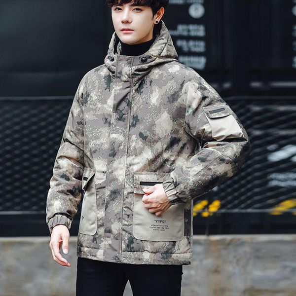 

2020 new camouflage man padded parkas coat winter hooded thicken warm jacket male waterproof snowwear wadded coats cold outwear, Black