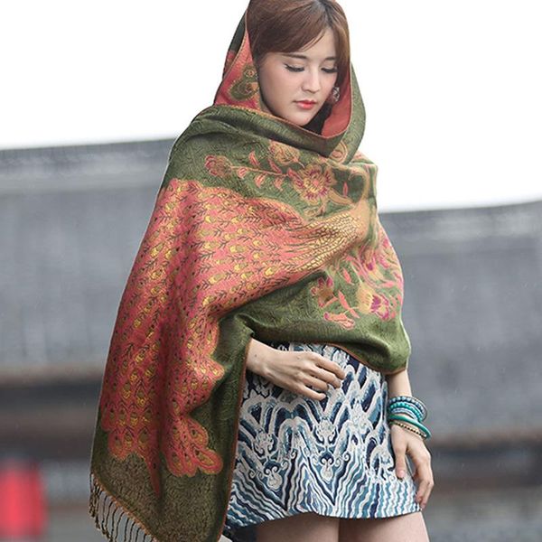 

elegant women cashmere scarf fashion print floral shawl wrap foulard female hijab stole scarves plus size, Blue;gray