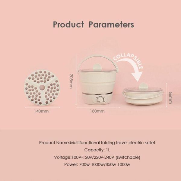 

220v 1l electric kettle silicone foldable portable travel camping water boiler home electric appliance pot teapot