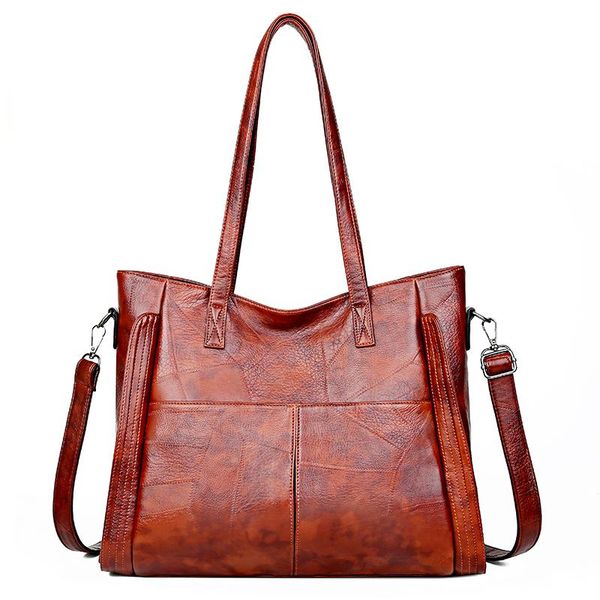 

vintage large double pocket women shoulder bag 2020 luxury handbags women bags designer brand famous leather tote bag big