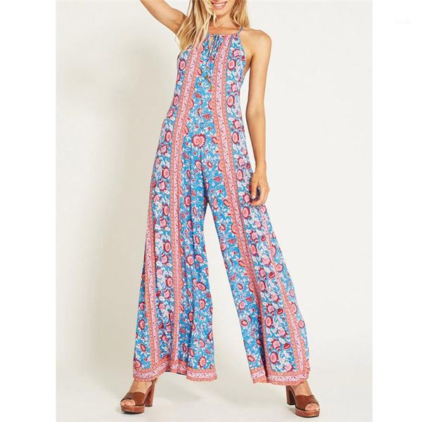

feitong bohemia jumpsuit women plus size print camis long loose rompers womens jumpsuit fashion backless bodysuit1, Black;white