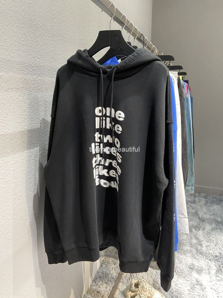 

women's hoodies & sweatshirts autumn and winter high version b family phantom letter printing pullover hooded loose worn versatile terr, Black