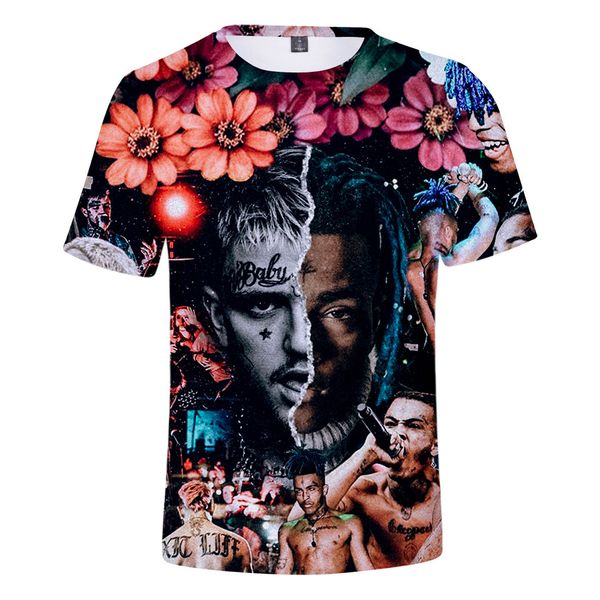 

lil peep and xxxtentacion 3d summer men t-shirts casual o neck high street hip hop t-shirts tees, White;black