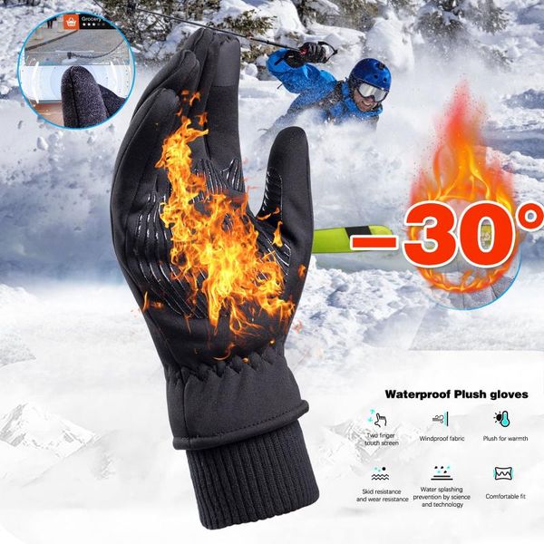 

five fingers gloves women men thermal warm bicycle winter windproof cycling full finger waterproof touch screen bike #t1g, Blue;gray