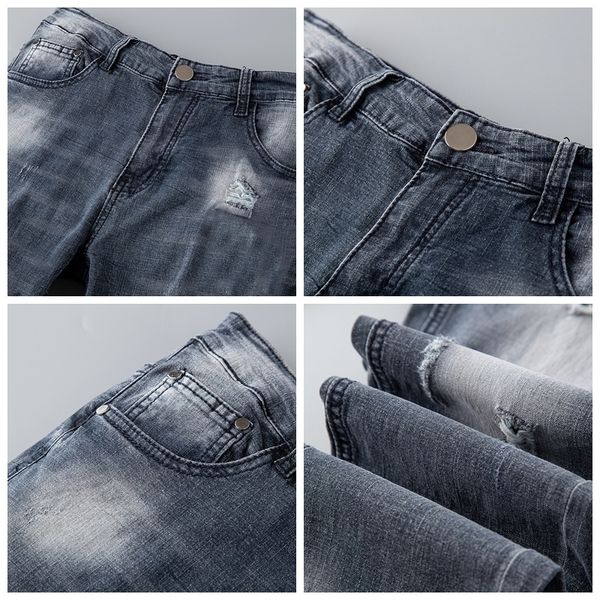 

skinny jeans men zipper fly 2021 new men's fit embroidered denim pants male distressed hip hop jean trousers designer mid, Blue
