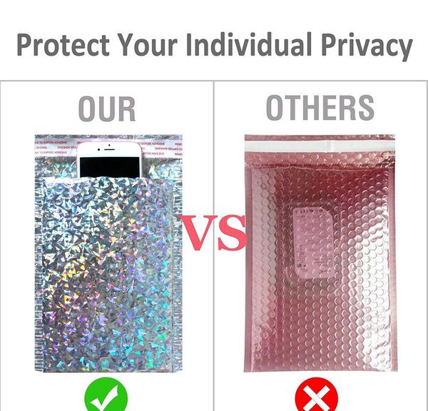 

50шт пакет laser silver упаковка доставка bubble mailer золотой фольги пластиковые проложенный конверт подарочная сумка почтовый конверт сум