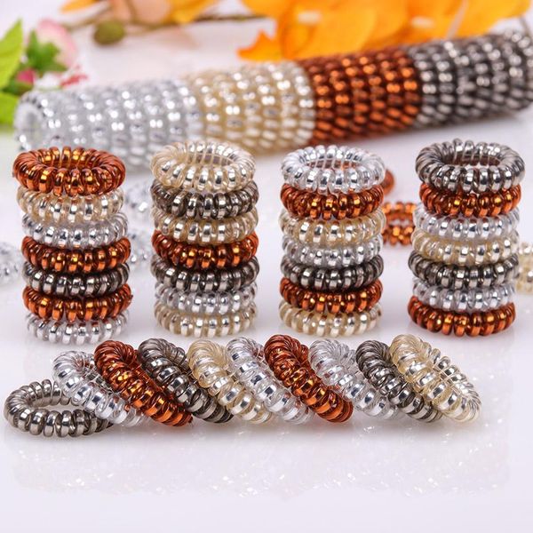 

3.6cm высокое качество волос scrunchie пластиковый прозрачный телефонный провод упругие hairbands аксессуары для волос для женщин sqcaaq lih, Silver