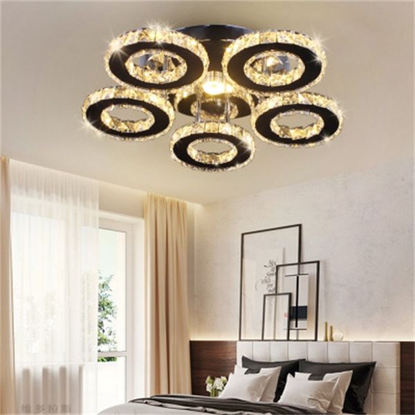 

led round crystal ceiling lamp atmospheric living room lamp warm bedroom room crystal lamp restaurant lighting