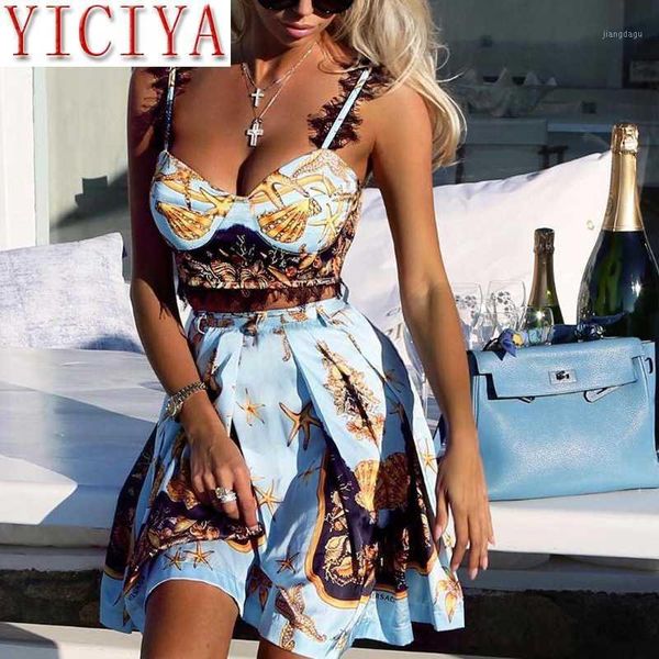 

2020 summer short sets for women club outfits co-ord crop skirts suit beach party lace 2 piece set festival clothing1, White