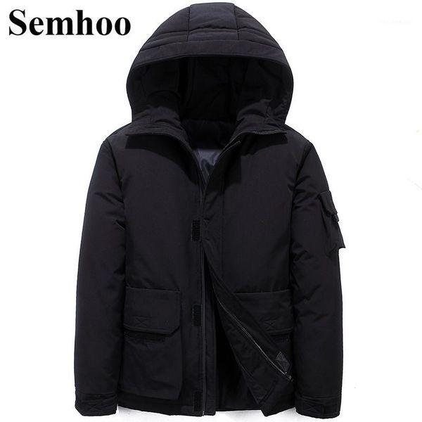 

2019 winter new men's down coat white duck down warm padded hooded jacket men's wear loose cotton jacket m---3xl1, Black
