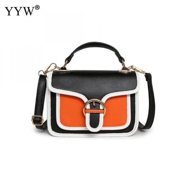 

yyw wholesale solid european leather shoulder handbag fashion hit color small square bags personalized buckle shoulder bag