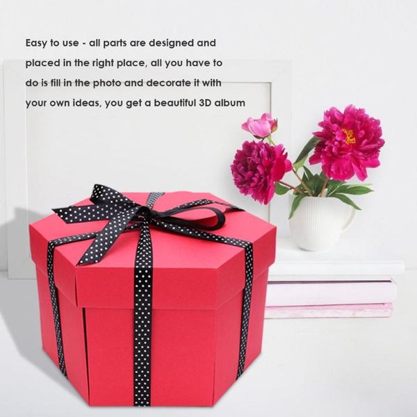 

creative explosion box hexagonal diy p scrapbooking bomb party box gift ribbon decoration fixed and easy to carry