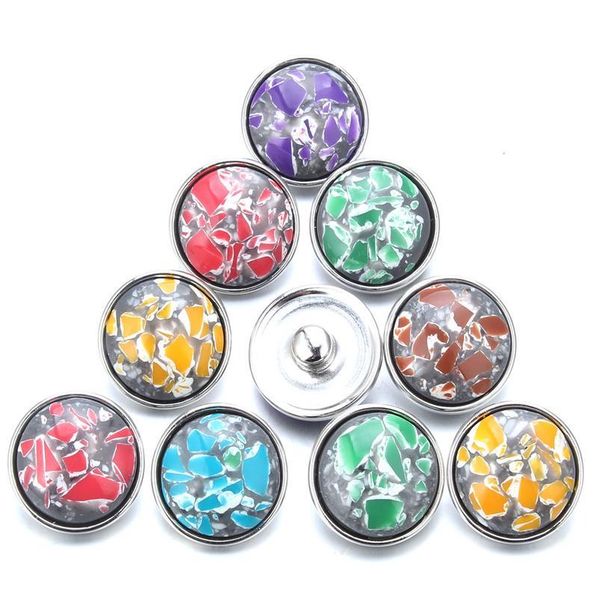 

10pcs/lot mixed 18mm snap buttons jewelry resin stone buttons snaps charms fit snap bracelet bangles for wom bbyzkb