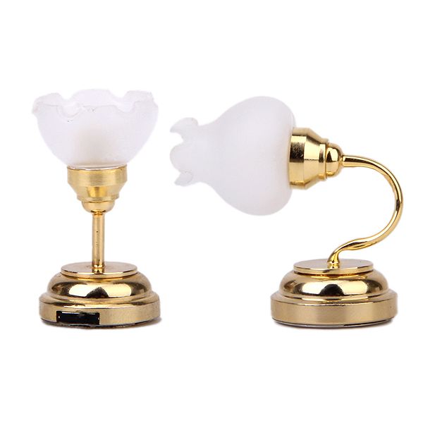 

1:12 dollhouse miniature white shade ceiling light led with battery 1019