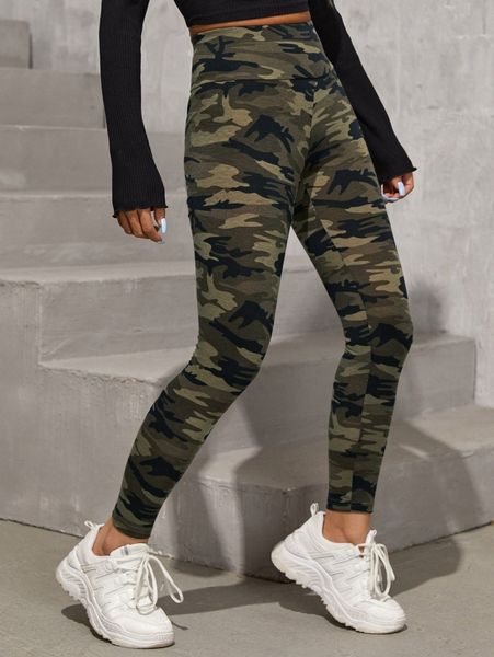 

petite high waist camo print leggings s9yz#, Black
