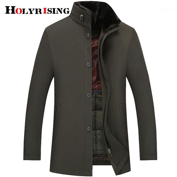 

men's wool & blends holyrising mens blend jackets full winter casaco masculino removable collar jacket male pea coat 18557-51, Black