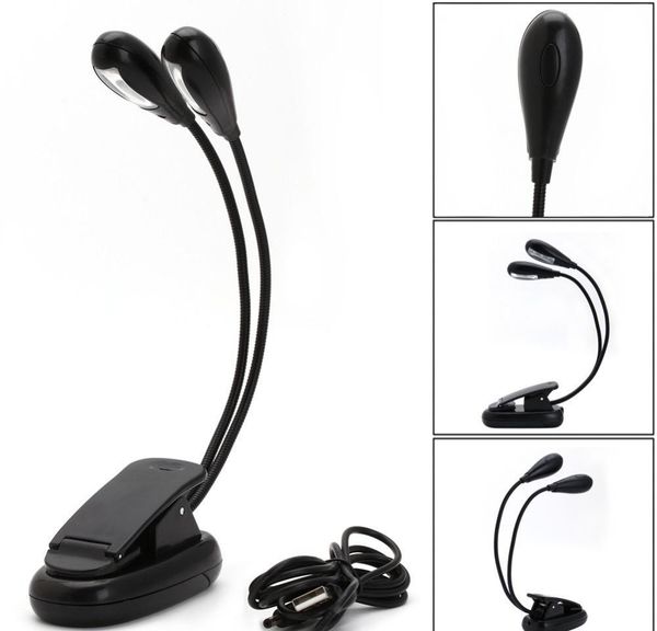 

wholesale- new flexible 2 dual arm light 4 led clip on lamp for book rea jllpsx dayupshop