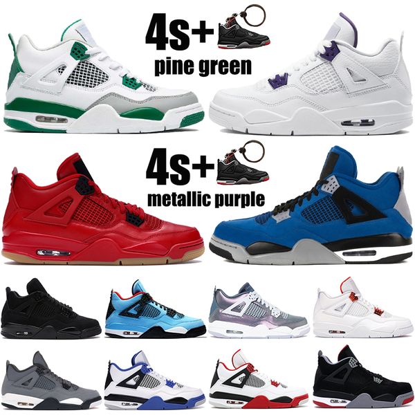 

2021 new 4 4s jumpman mens basketball shoes pine green metallic purple red bred black cat cactus jack men trainers sneakers us 7