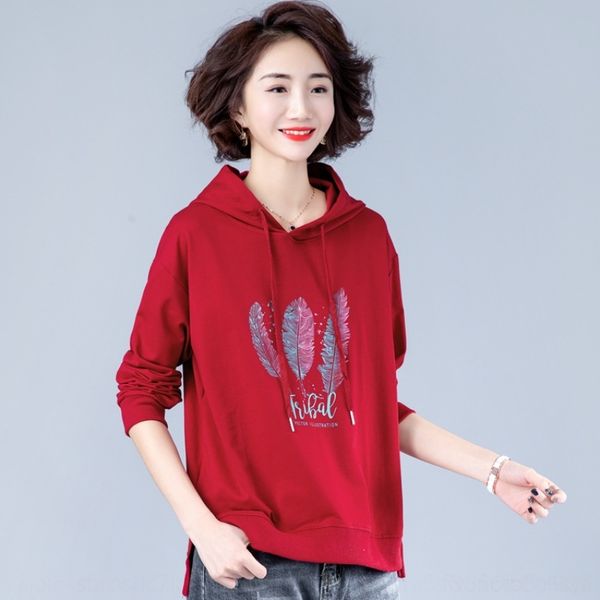 

fofj9 2020 autumn and casual women's loose korean spring new autumn thin irregular versatile style sweater sweater fashion print u3sh, Black