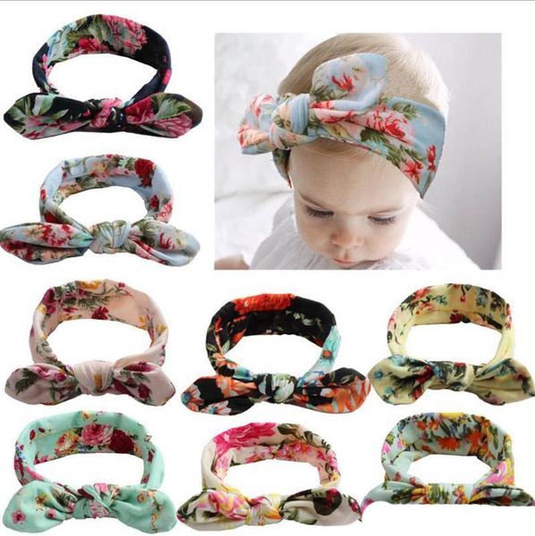 Fascia per capelli floreale Fasce per capelli incrociati Bohemia Baby Girl Bowknot Fasce per capelli Fashion Head Wrap Puntelli per foto per neonati Accessori per capelli