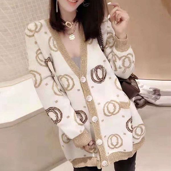 

new european fashion knitwear in autumn and winter 2020 heavy industry v-neck sweater cardigan female, Black