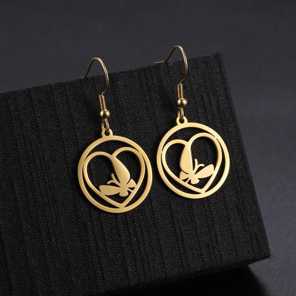 

dangle & chandelier myshape butterfly earrings for women silver color gold hoop heart round pendant jewelry pendientes 2021